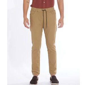 Civil Society Edwin Slouch Straight Leg Flat Front Casual Pants in Camel